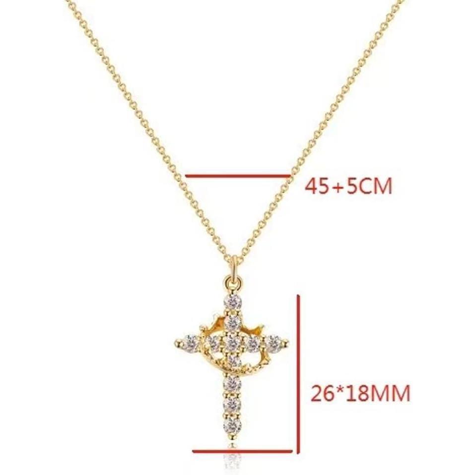 Cross Necklace with King's Crown for Women