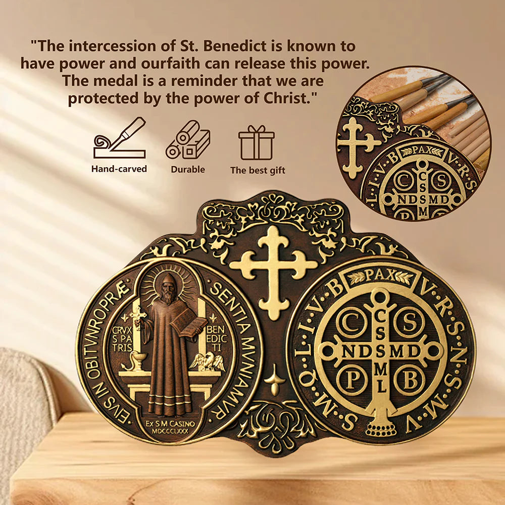 St. Benedict's Exorcism Medal Plaque - Wall Decor